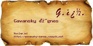 Gavansky Ágnes névjegykártya